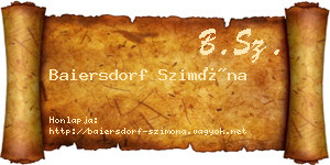 Baiersdorf Szimóna névjegykártya